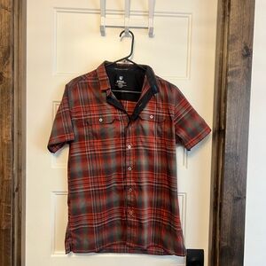 Kuhl Red and Gray Plaid Short Sleeve Shirt